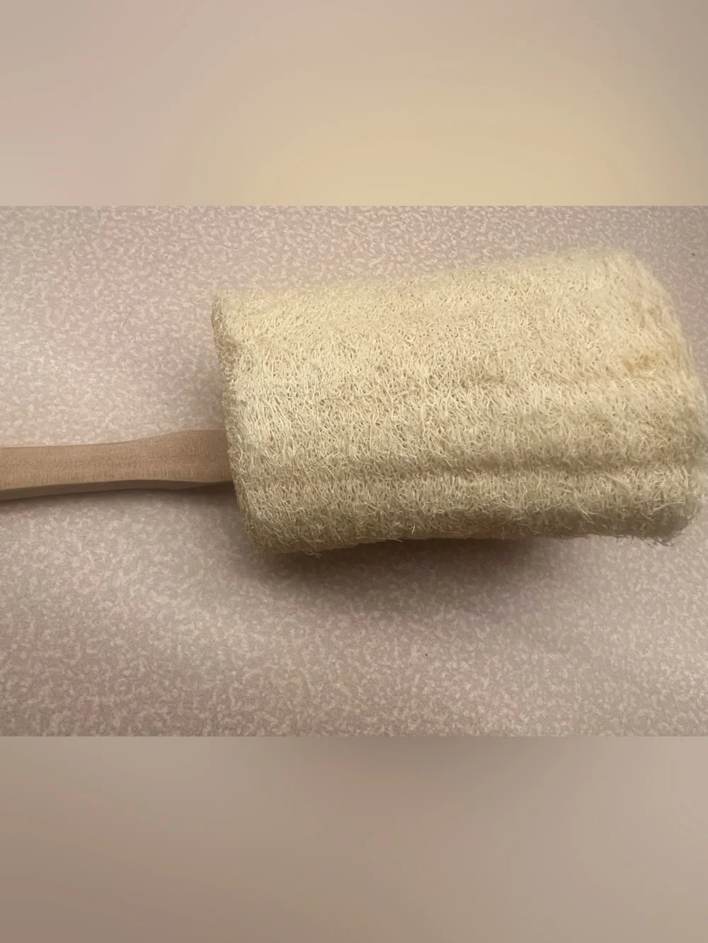 NWOT Bass Wooden Long-Handle Bath Brush with Cream Sponge